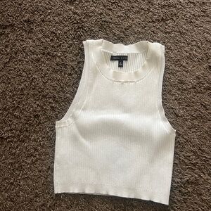 Kendall & Kylie White Ribbed tank Crop Top